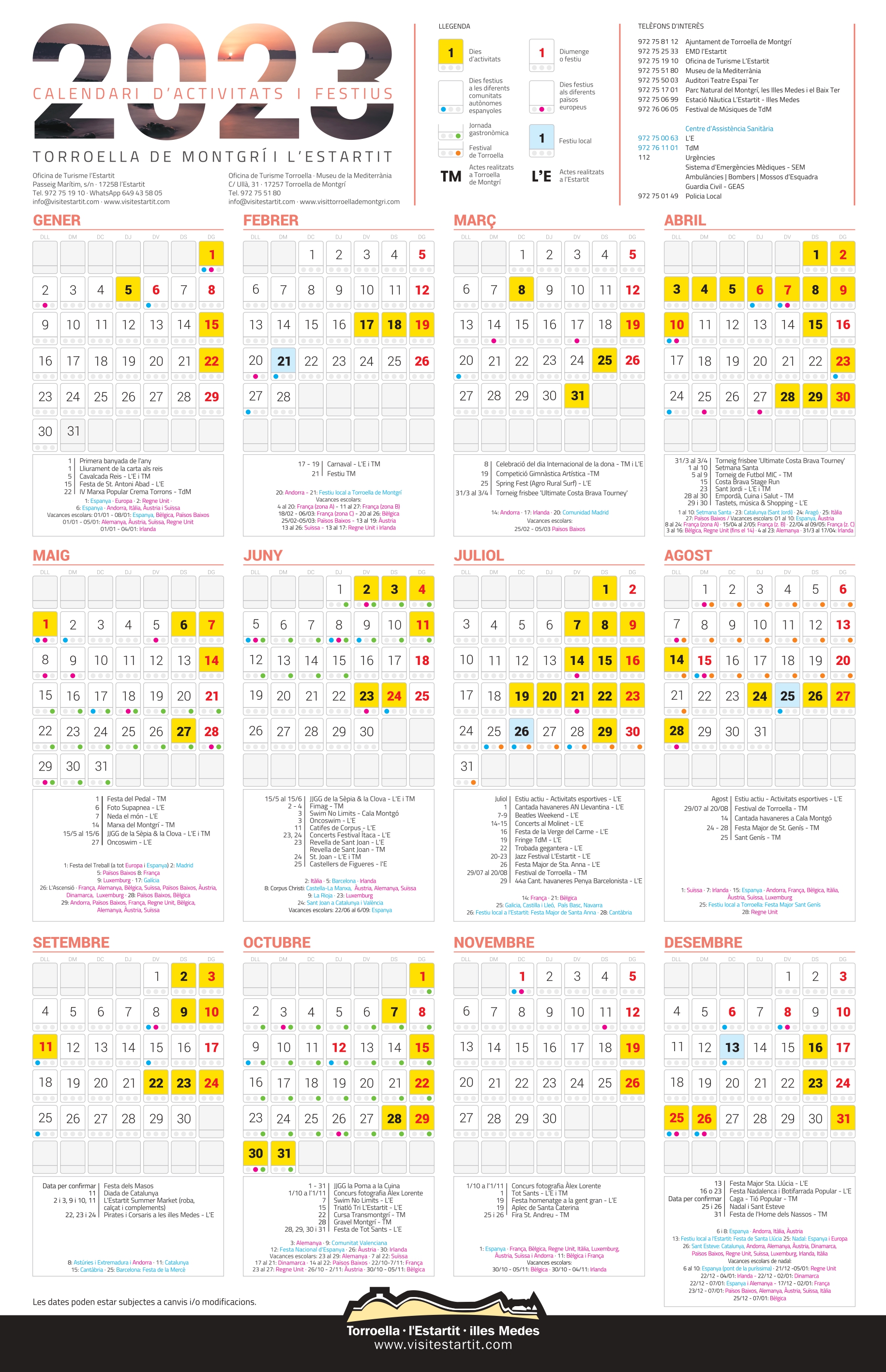 Calendari d'activitats 2023 a Torroella de Montgrí i l'Estartit