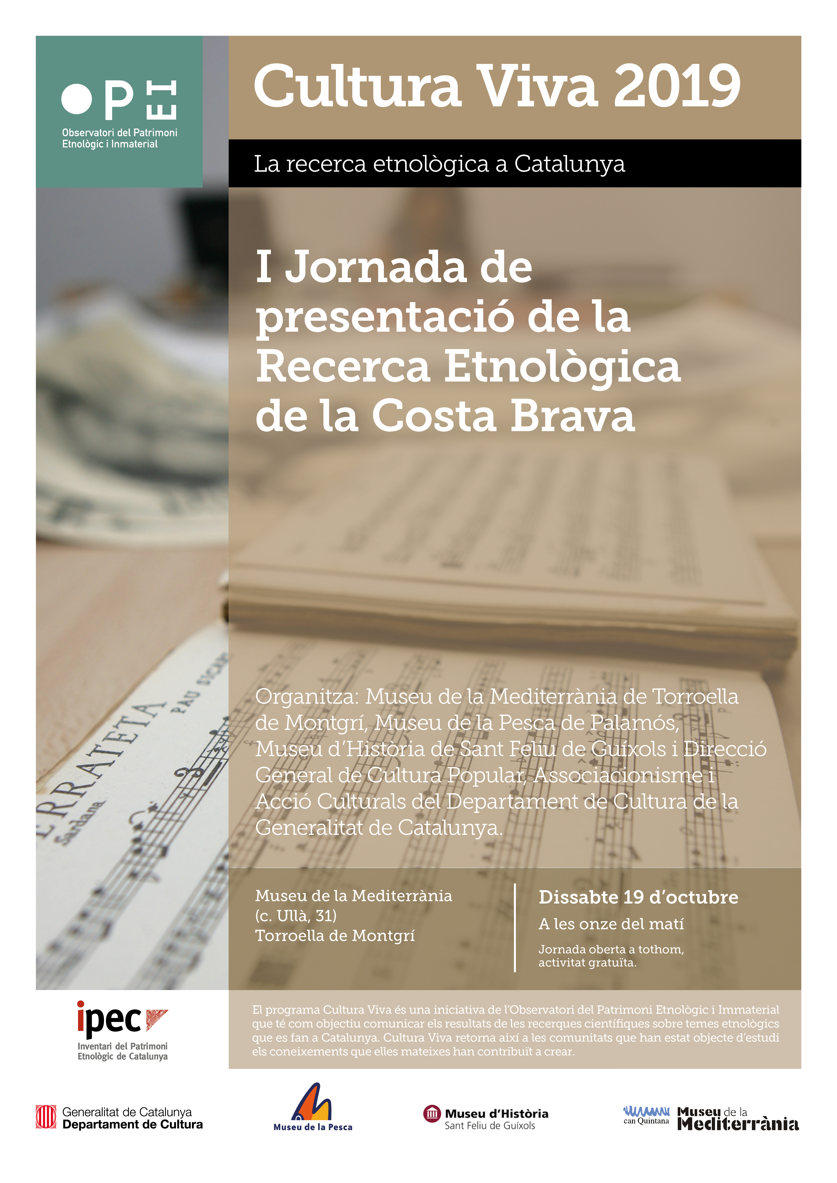 Cartell I Jornada de recerca etnològica a la Costa Brava | © Museu de la Mediterrània