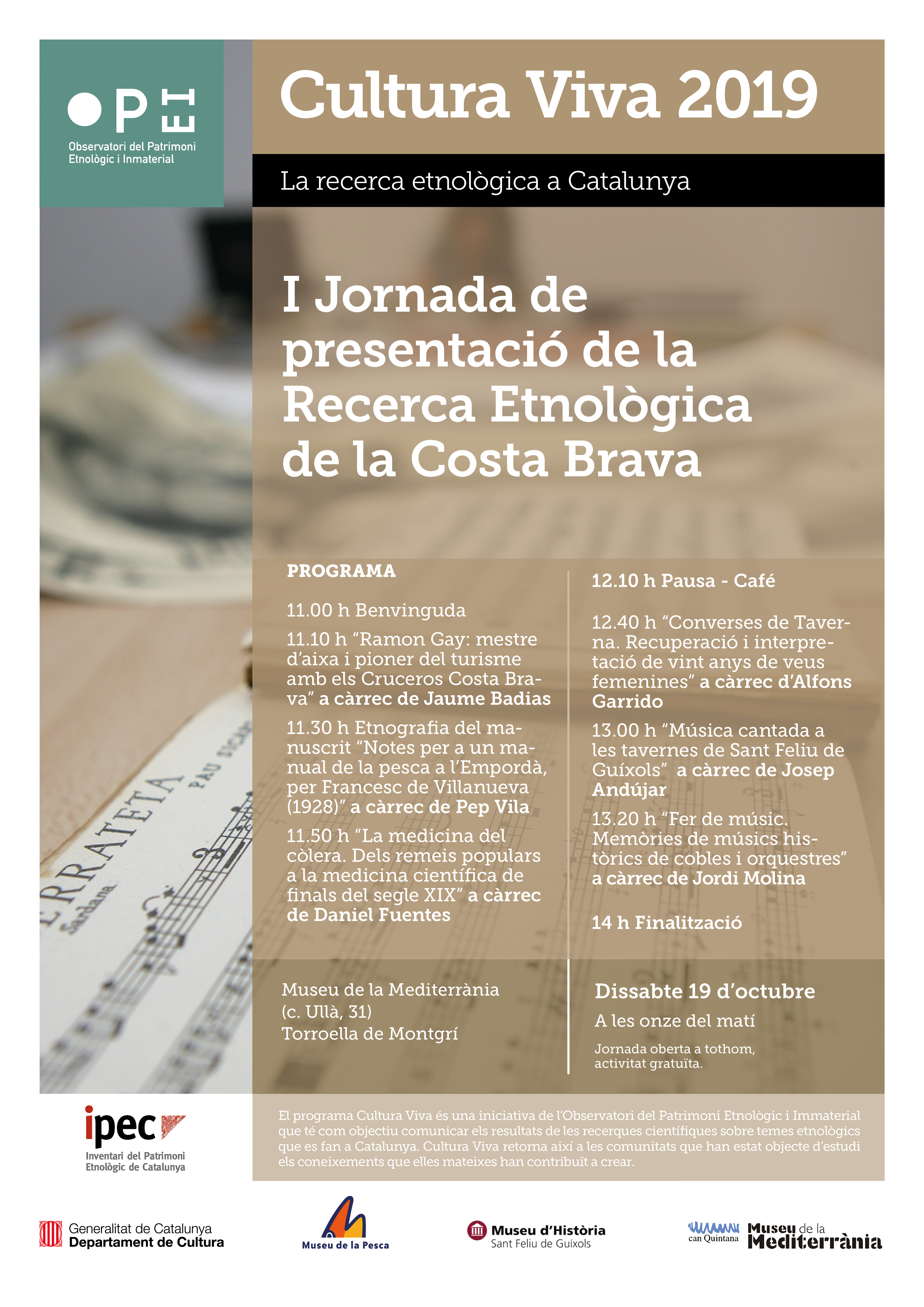 Programa I Jornada de recerca etnològica a la Costa Brava | © Museu de la Mediterrània