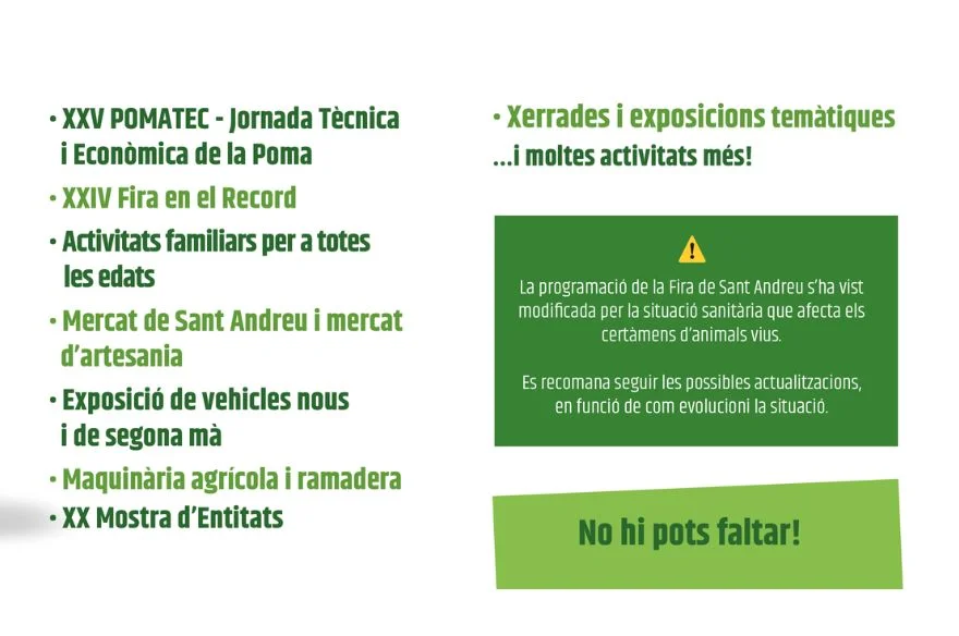 Principals activitats Fira Sant Andreu