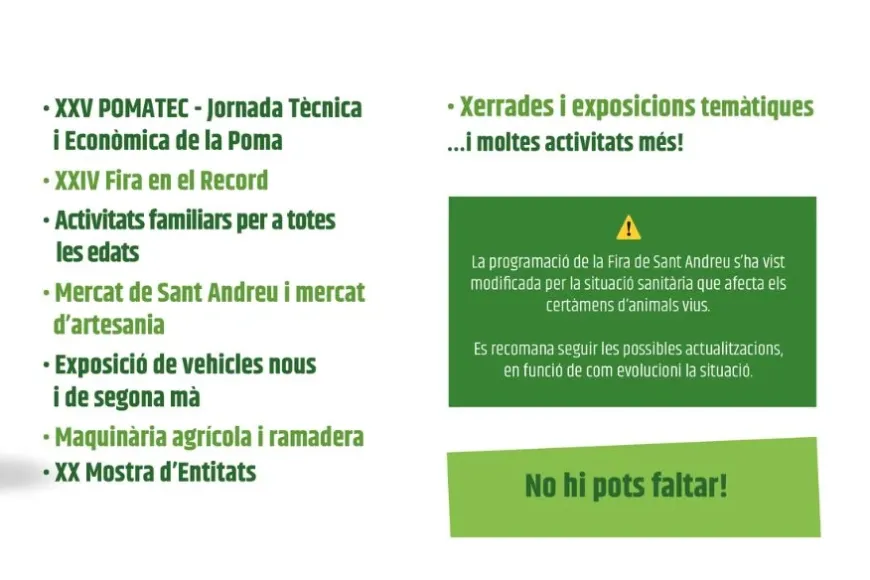 Principals activitats Fira Sant Andreu Principals activitats Fira Sant Andreu