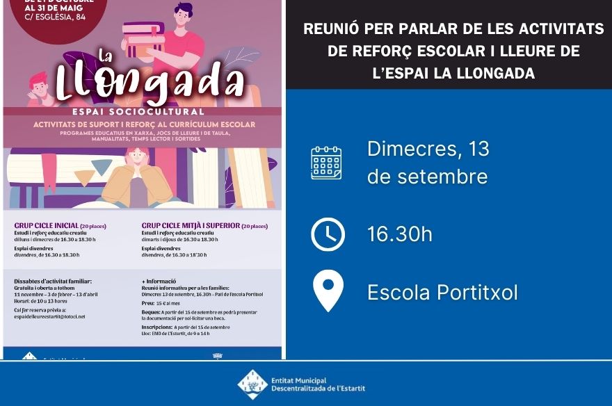Cartell de la reunió de les activitats de La Llongada