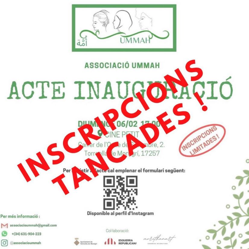 Acte Associació Ummah inscripcions tancades