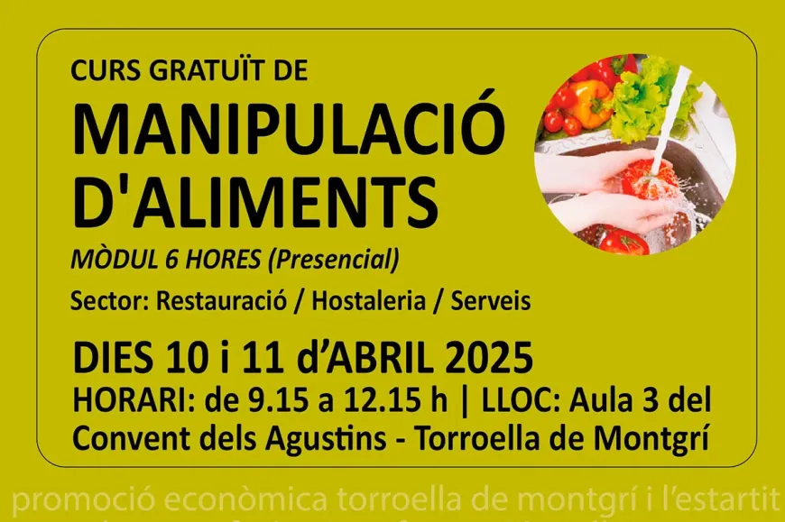 Curs manipulació aliments Curs manipulació aliments