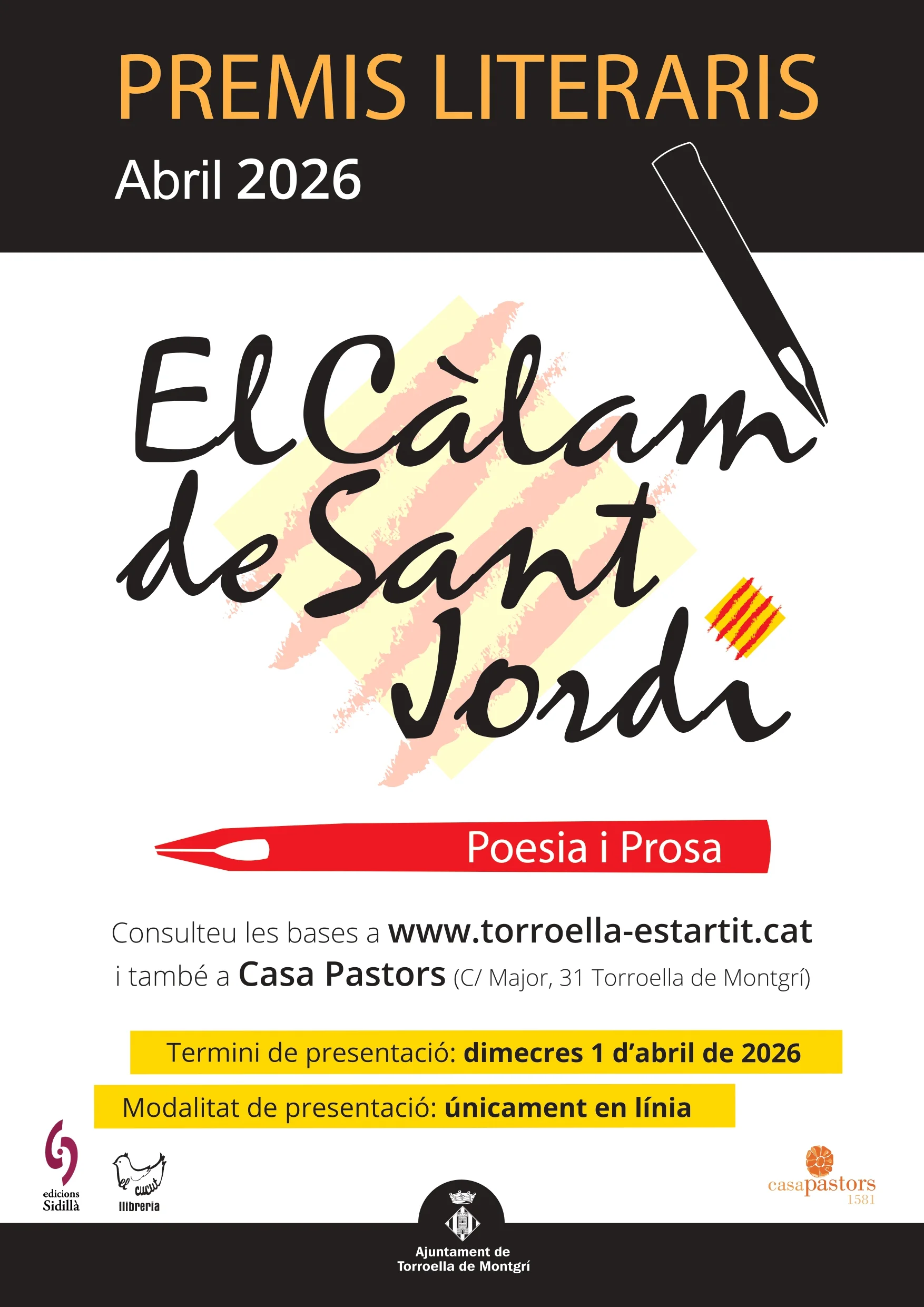 Cartell premis literaris El Càlam de Sant Jordi