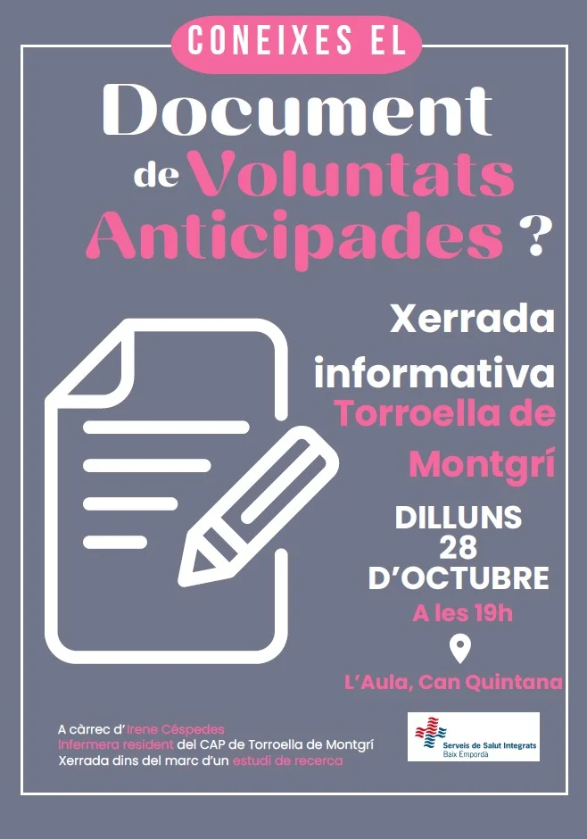 Xerrada Document Voluntats Anticipades Torroella