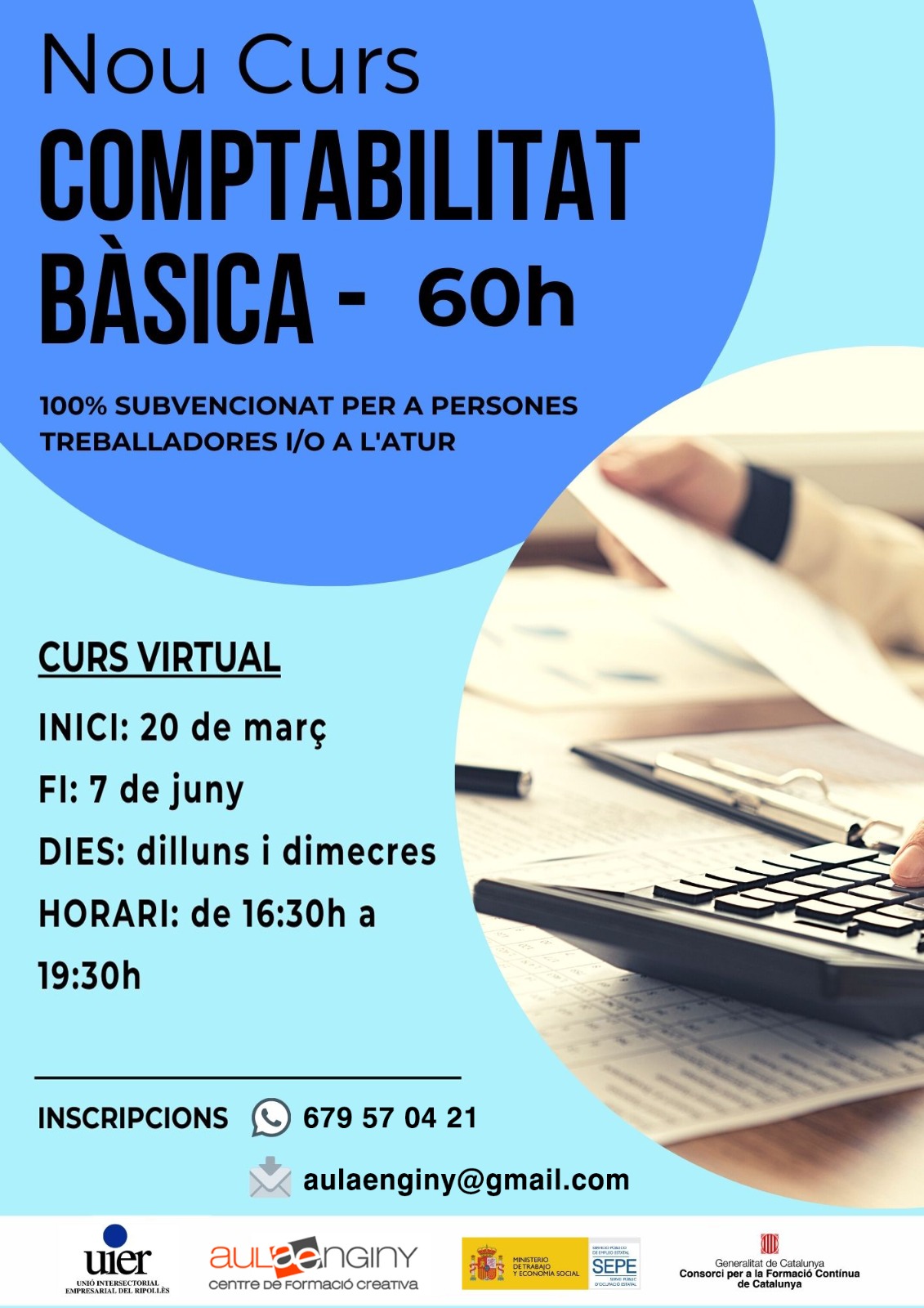 Cartell del curs de comptabilitat ràpida