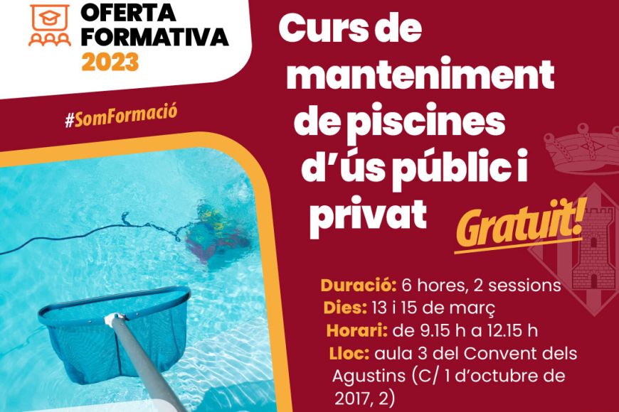 Cartell del curs de manteniment de piscines Cartell del curs de manteniment de piscines