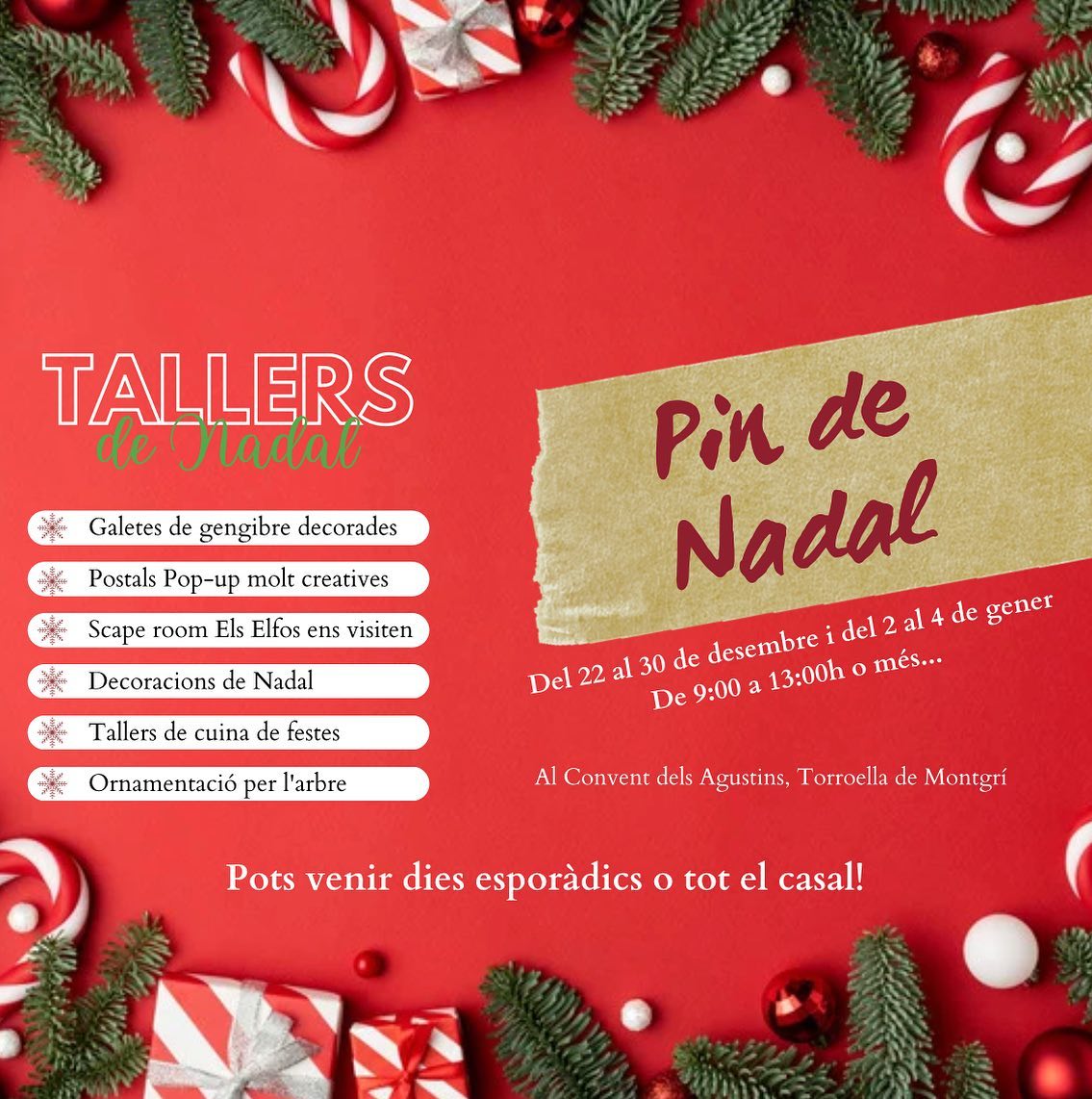 Cartell dels tallers PIN de Nadal