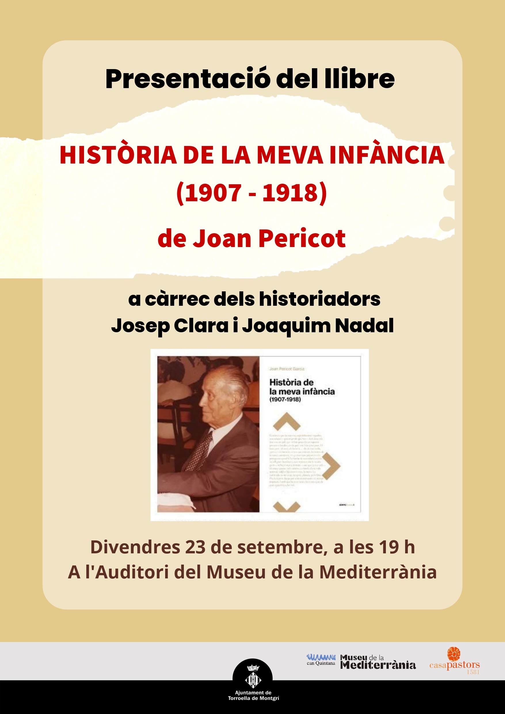 Cartell presentació del llibre HIstòria de la meva infància