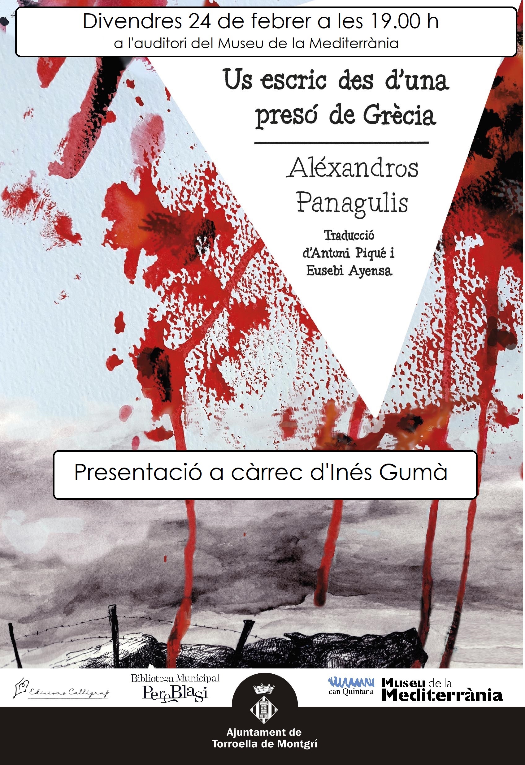 Cartell presentació del llibre Us escric des d'una presó de Grècia