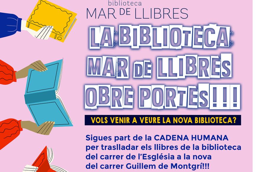 Cartell del trasllat de llibres a la nova Biblioteca de l'Estartit Cartell del trasllat de llibres a la nova Biblioteca de l'Estartit