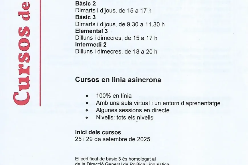 Inscripcions cursos català Inscripcions cursos català