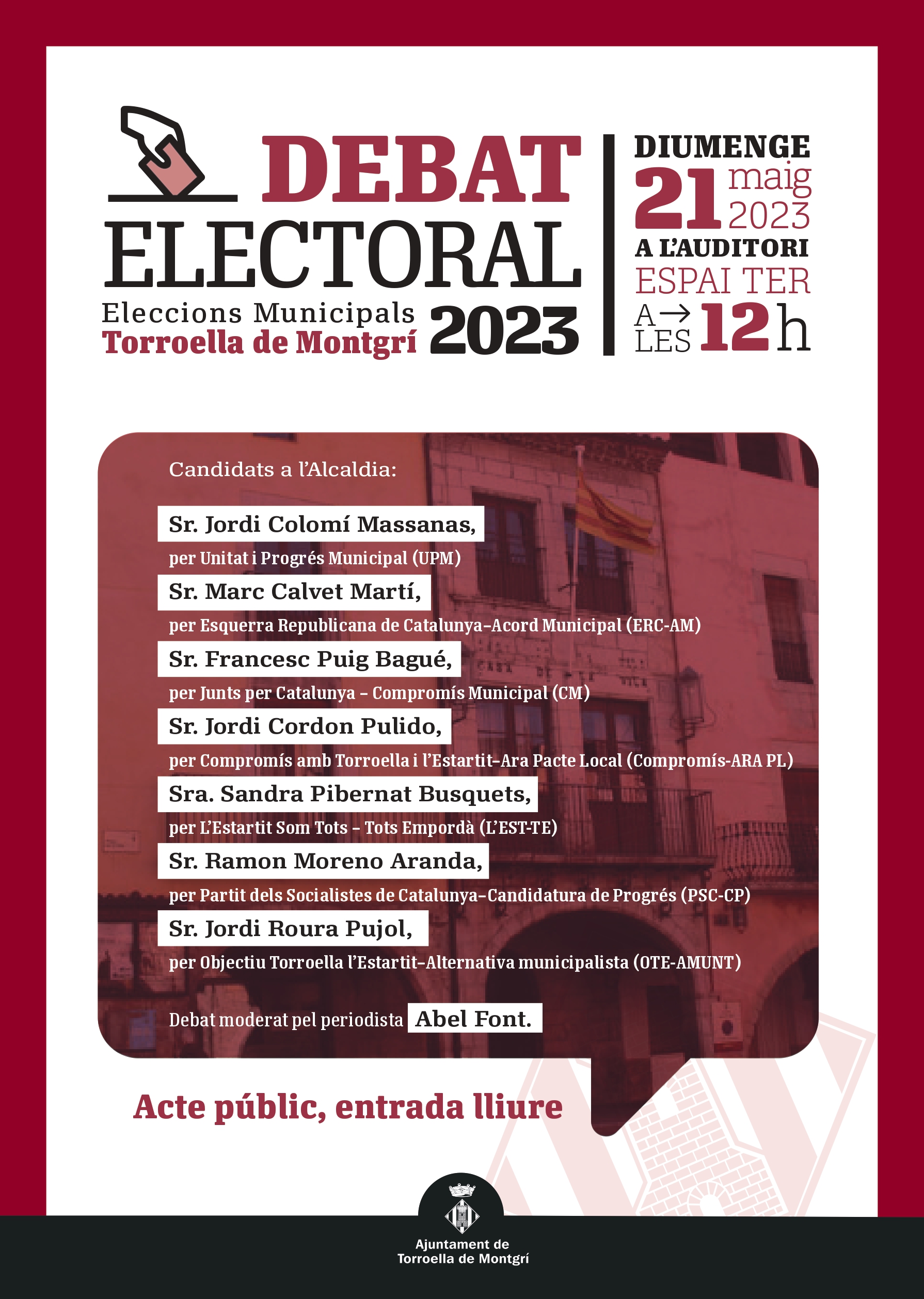 Cartell debat electoral. Eleccions municipals 2023