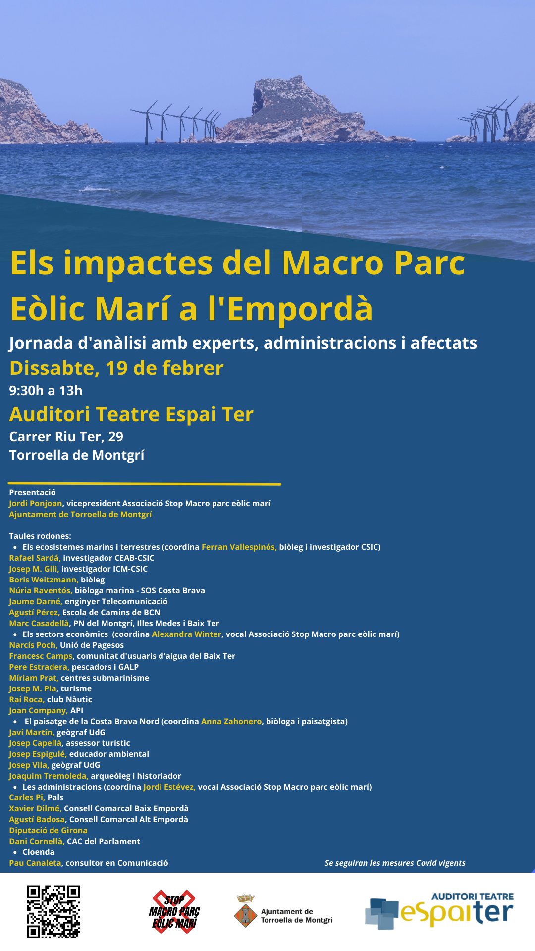 Cartell Jornada 'Els impactes del macro parc eòlic marí a l'Empordà'