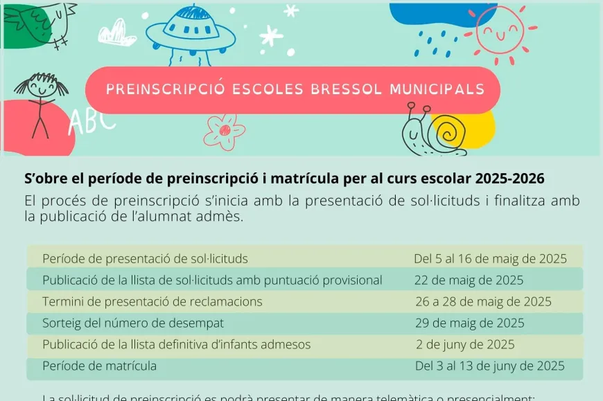 Preinscripció escoles bressol municipals Preinscripció escoles bressol municipals