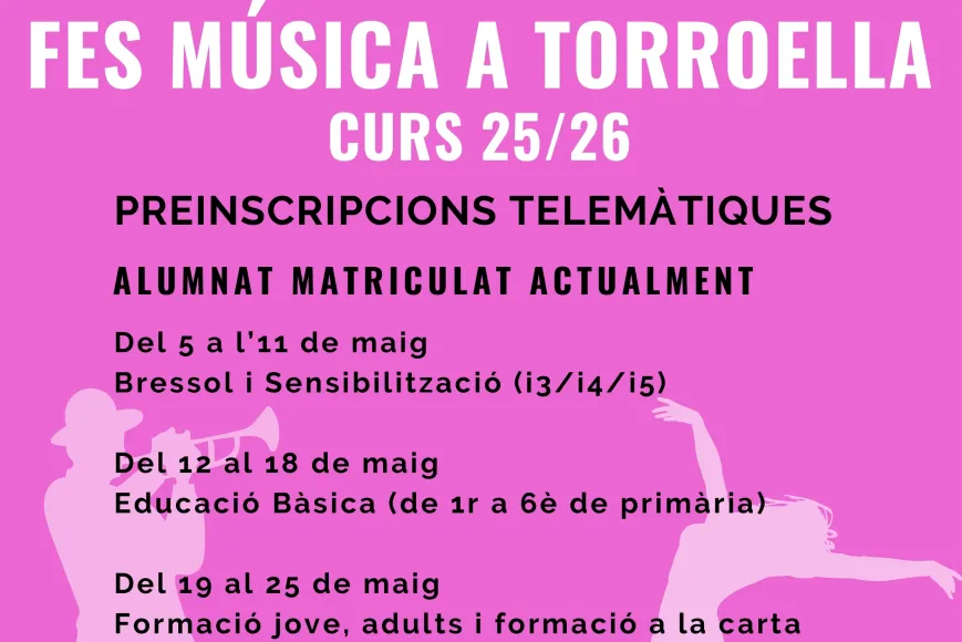 Preinscripcions Escola Municipal de Música Torroella de Montgrí Preinscripcions Escola Municipal de Música Torroella de Montgrí