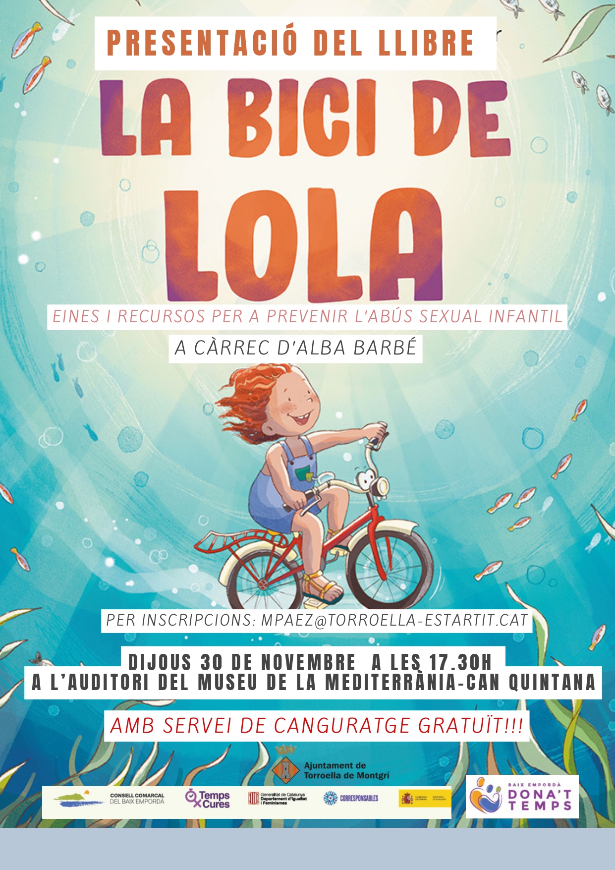 Cartell de la presentació del llibre 'La bicicleta de Lola'